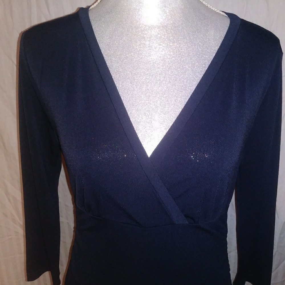 Ann Taylor Black Form Fitting Shirt 3/4 Sleeves